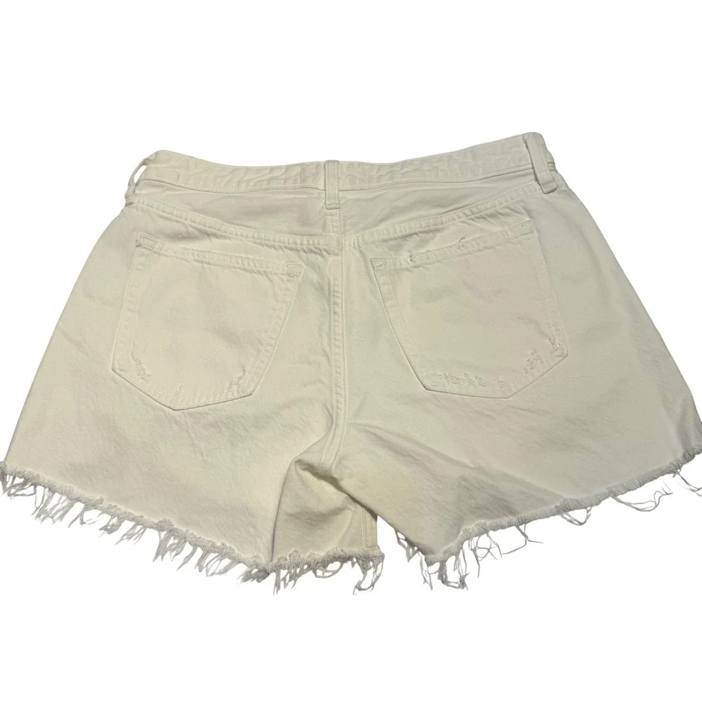Abercrombie & Fitch Curve Love The Baggy Low Rise White Distressed Shorts 28 6
